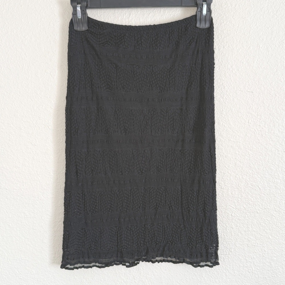 Vintage 90s Womens 6 Black Fairy Grunge Slip Skirt Crochet Mesh Whimsigoth Y2K‎